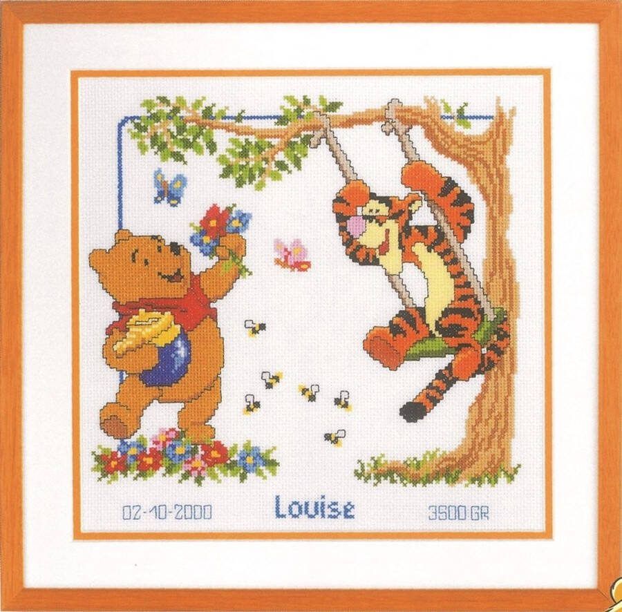 Vervaco borduurpakket 70.984 winnie de pooh schommelen geboorte (op=op!)