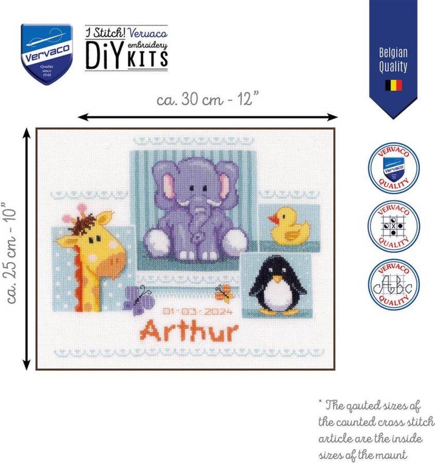 Vervaco Geboortebord Baby diertjes borduren (pakket) PN-0147897