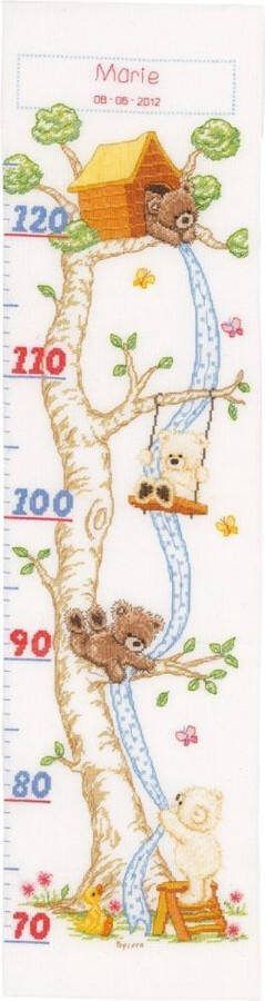 Vervaco borduurpakket in de boomhut meetlat groeimeter van Popcorn the Bear PN 145778