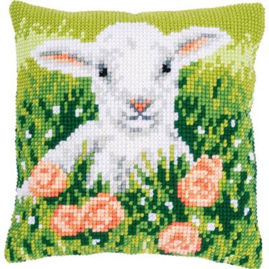Vervaco Lam tussen bloemen Kruissteekkussen pakket PN-0196783