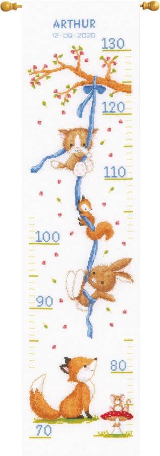 Vervaco borduurpakket PN0170864 vrolijke bosvriendjes groeimeter meetlat