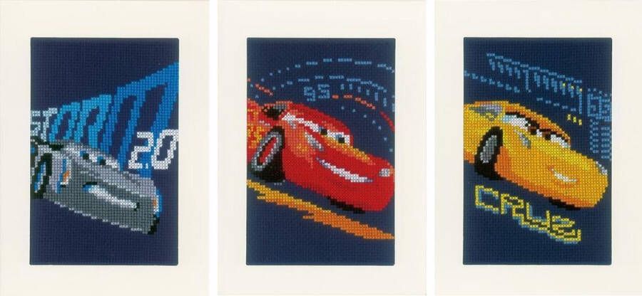 Vervaco Disney Cars set van 3 wenskaarten