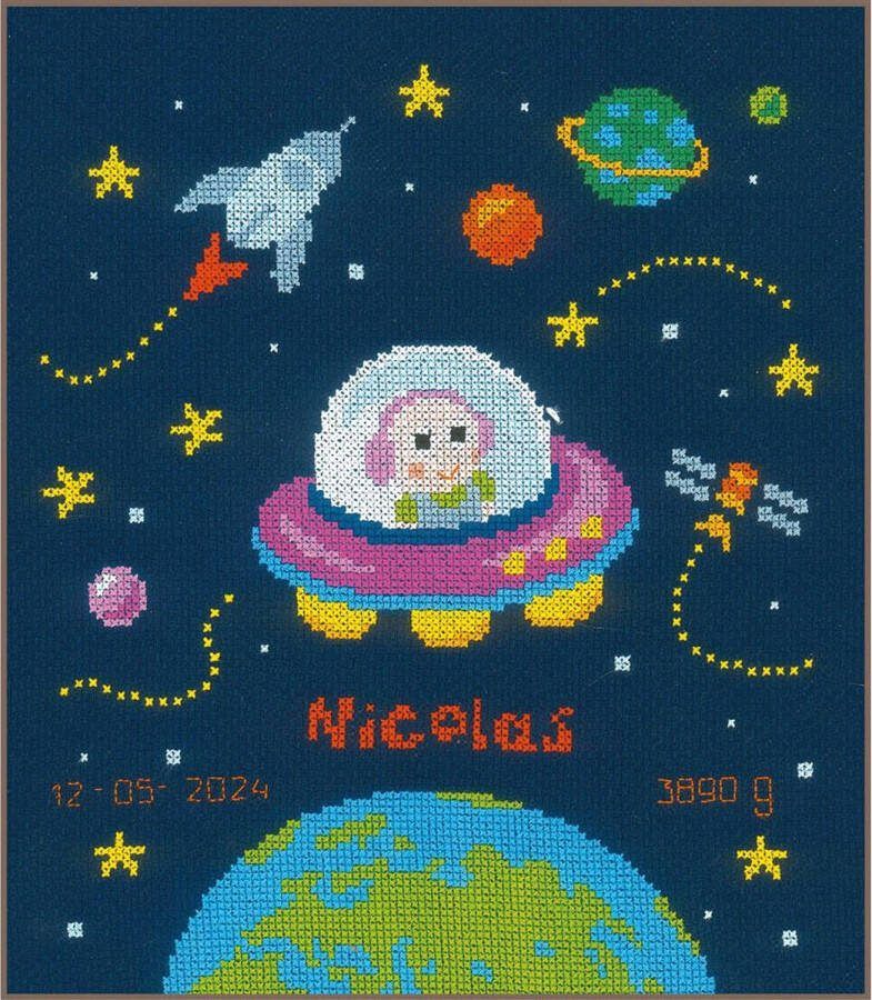 Vervaco Geboortebord Baby Astronaut borduren (pakket) PN-0157613