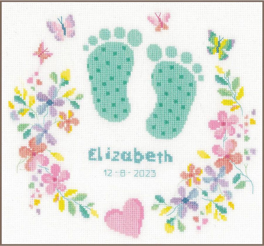 Vervaco Geboortebord Baby voetjes borduren (pakket) PN-0198153