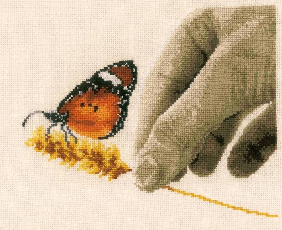 Vervaco Hand en vlinder borduren (pakket)