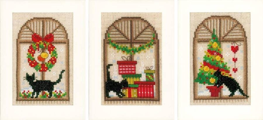 Vervaco Kerstkaarten Kerstsfeer borduurpakket