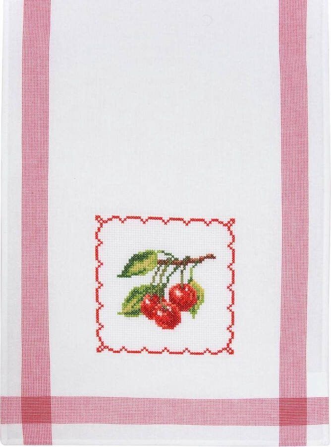 Vervaco Keukenhanddoek Kersen borduren (pakket)