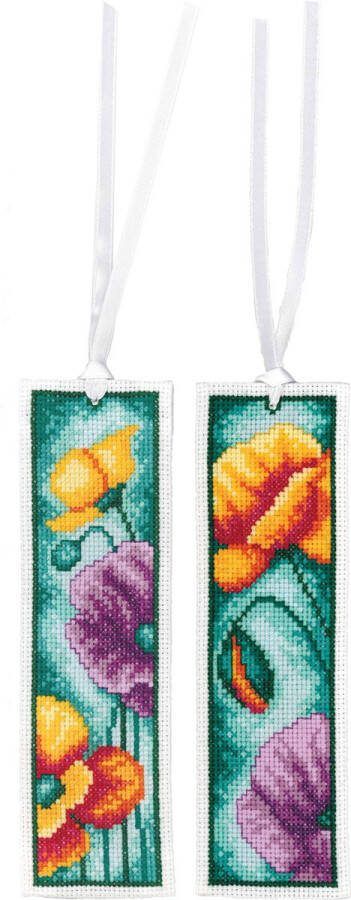 Vervaco Klaprozen set van 2 bladwijzer borduren (pakket) PN-0211783