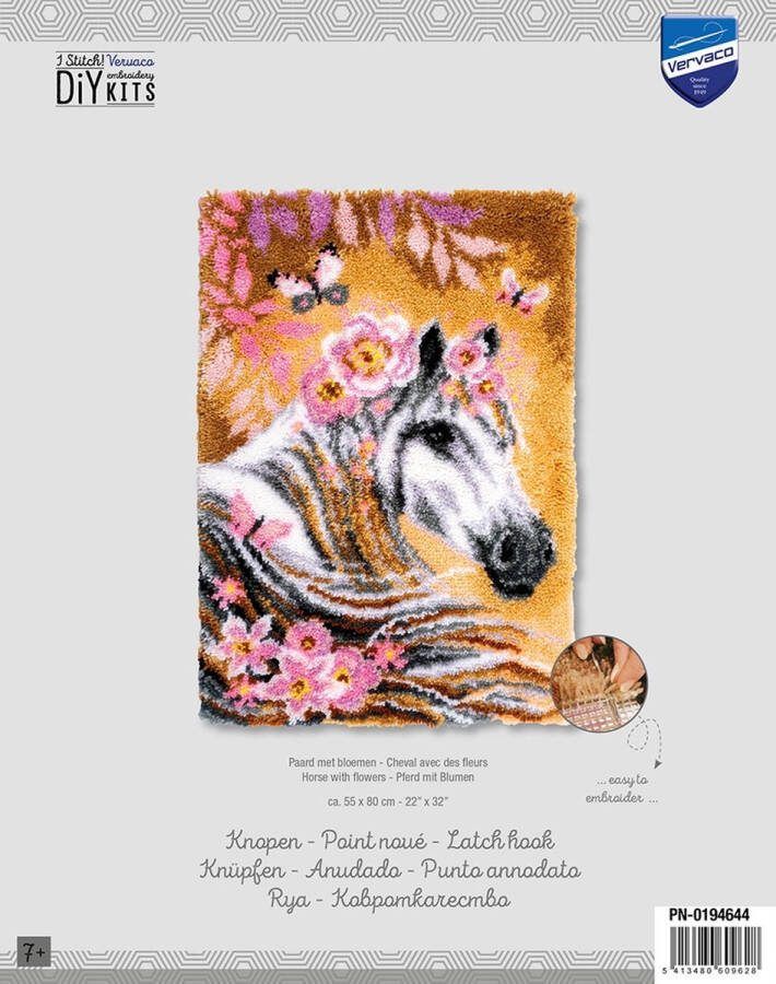 Vervaco Knooptapijt kit Paard met bloemen PN-0194644