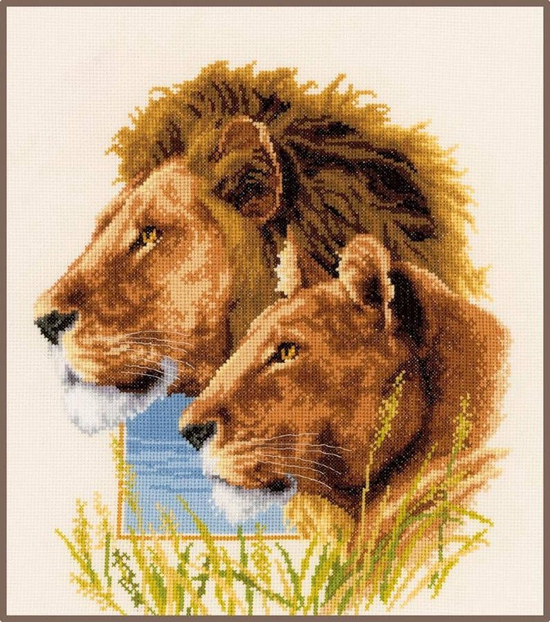Vervaco Leeuwen koppel borduren (pakket)
