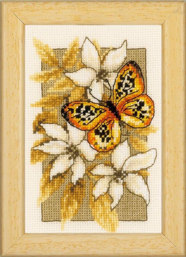 Vervaco Miniatuur kit Vlinders en bloemen borduren (pakket) PN-0144949