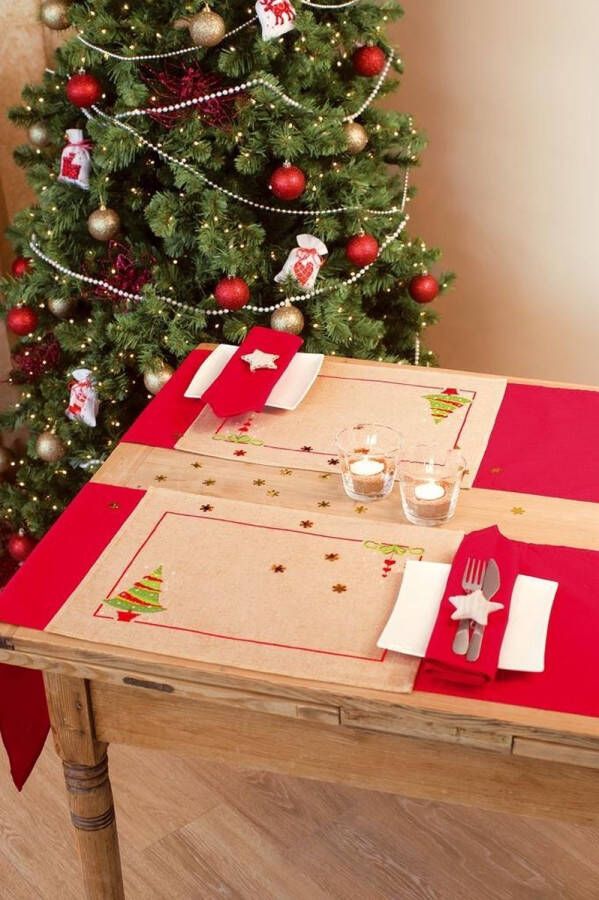 Vervaco Placemet set Kerstboom borduren (set van 2 stuks)