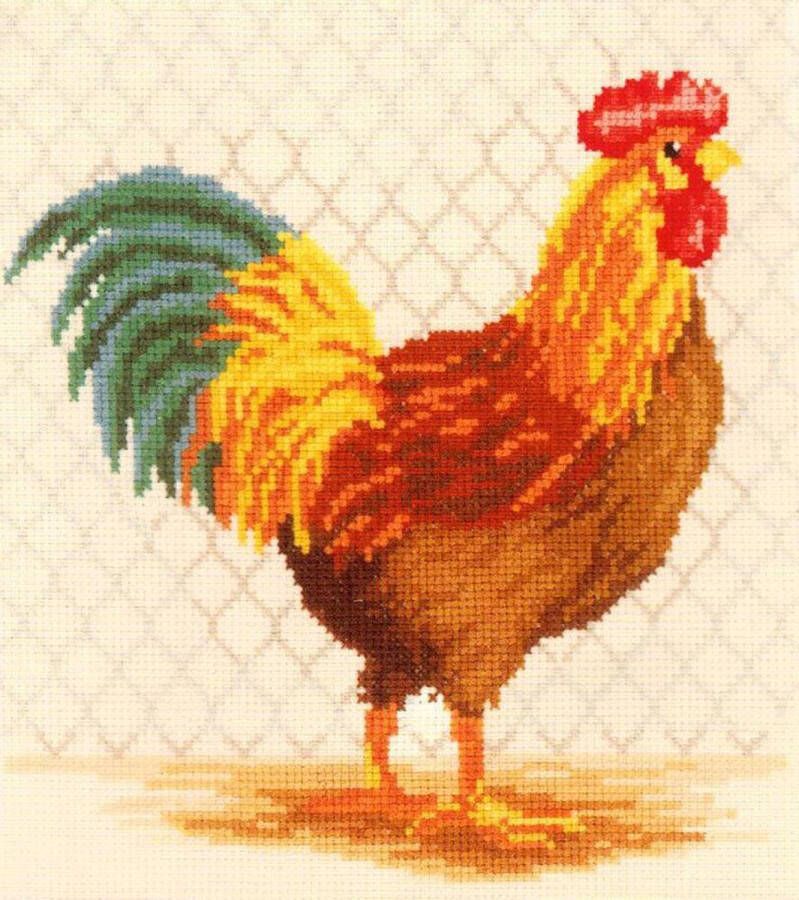 Vervaco Rooster in Henhouse borduurpakket met telpatroon 75131