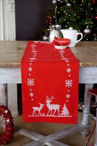 Vervaco Tafelloper Kerst met herten borduren (pakket)
