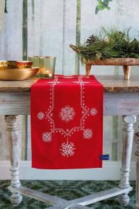 Vervaco Tafelloper Witte kerststerren borduren (pakket)