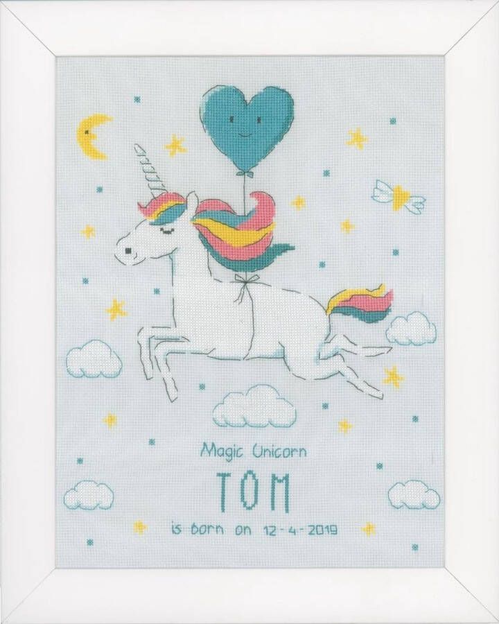 Vervaco Borduurpakket Magic Unicorn geboortetegel