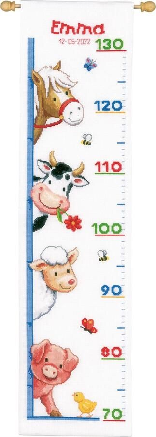 Vervaco borduurpakket 75.384 boerderijdieren groeimeter meetlat