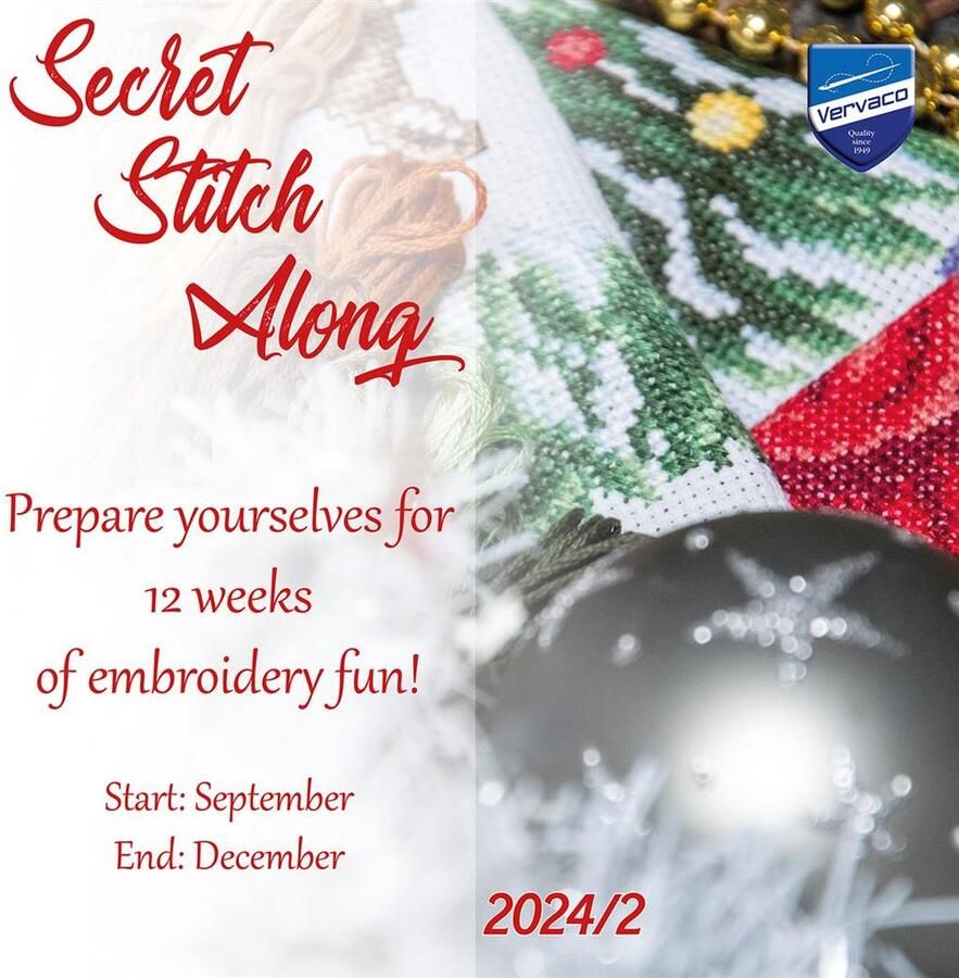 Vervaco Borduurpakket Secret Stitch Along 2024 2 aida Thema Kerst