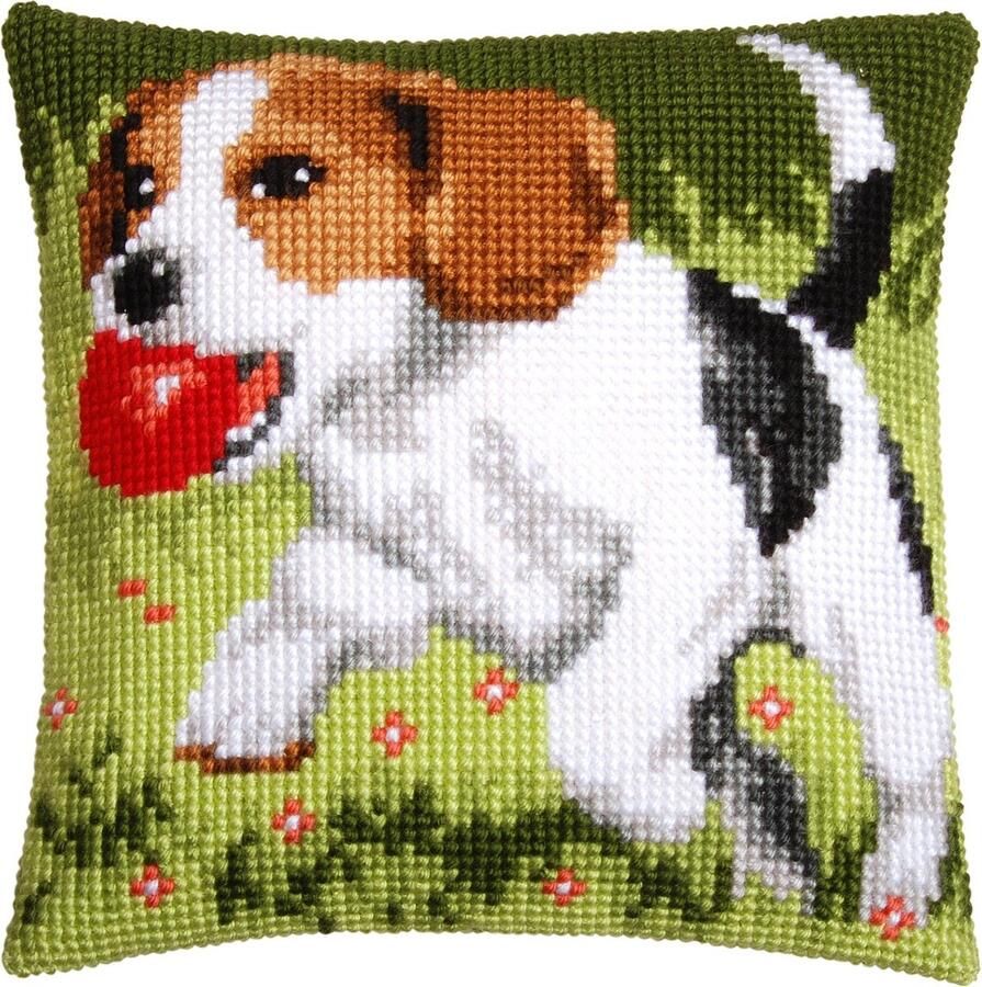 Vervaco Kussenpakket Spelende hond borduurpakket