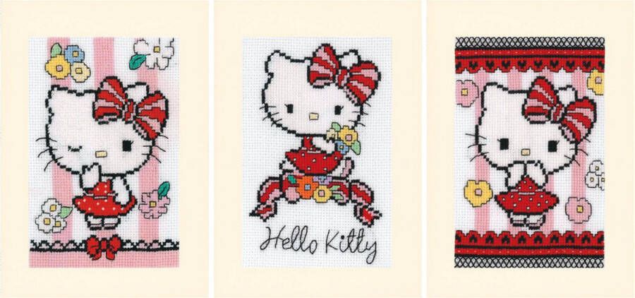 Vervaco Wenskaart kit Hello Kitty Flower Cuteness set v 3 PN-0205310