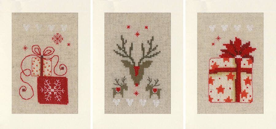 Vervaco Wenskaart kit Kerst set van 3 PN-0157727