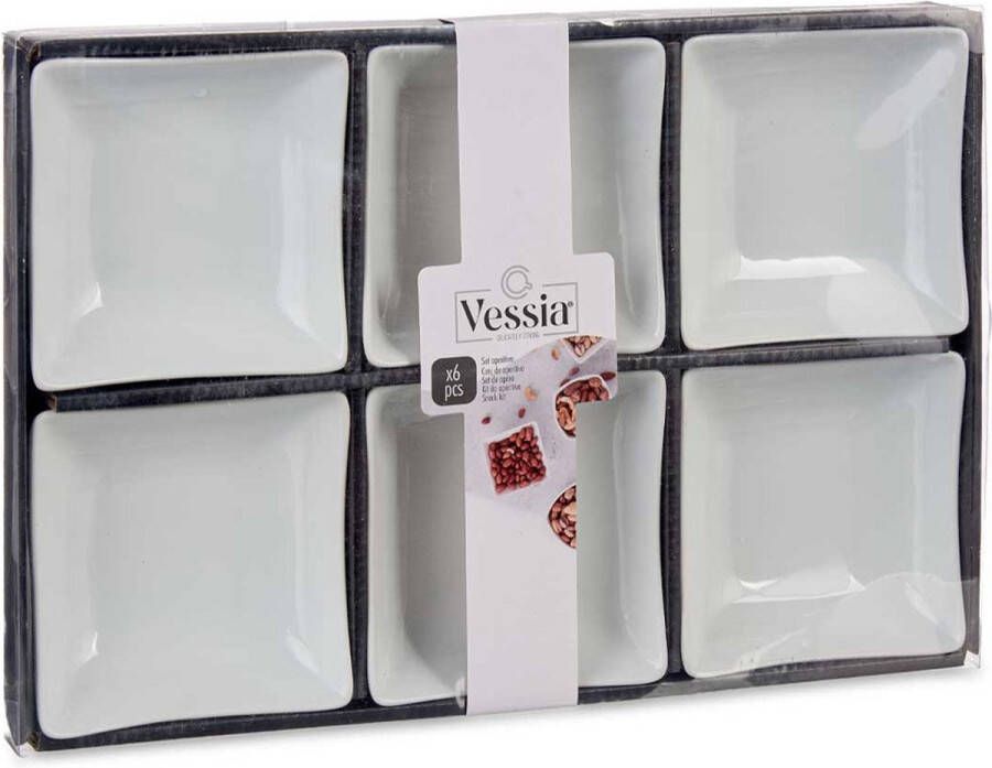 Vessia amuse kommetjes serveer schaaltjes set 6x stuks wit 12 x 12 x 4 cm keuken tafel Serveerschalen