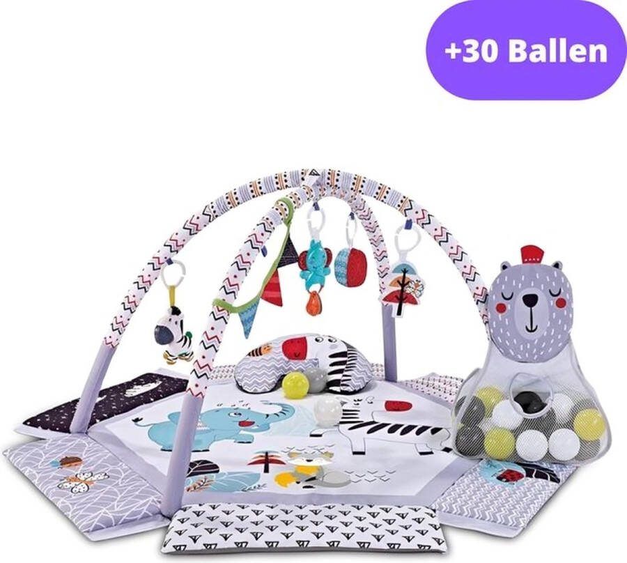 Vestifex Babygym Deluxe Voor Kinderen Van 0 tot 3 Jaar Speelmat Baby Gym Speelkleed Inclusief 30 Ballen