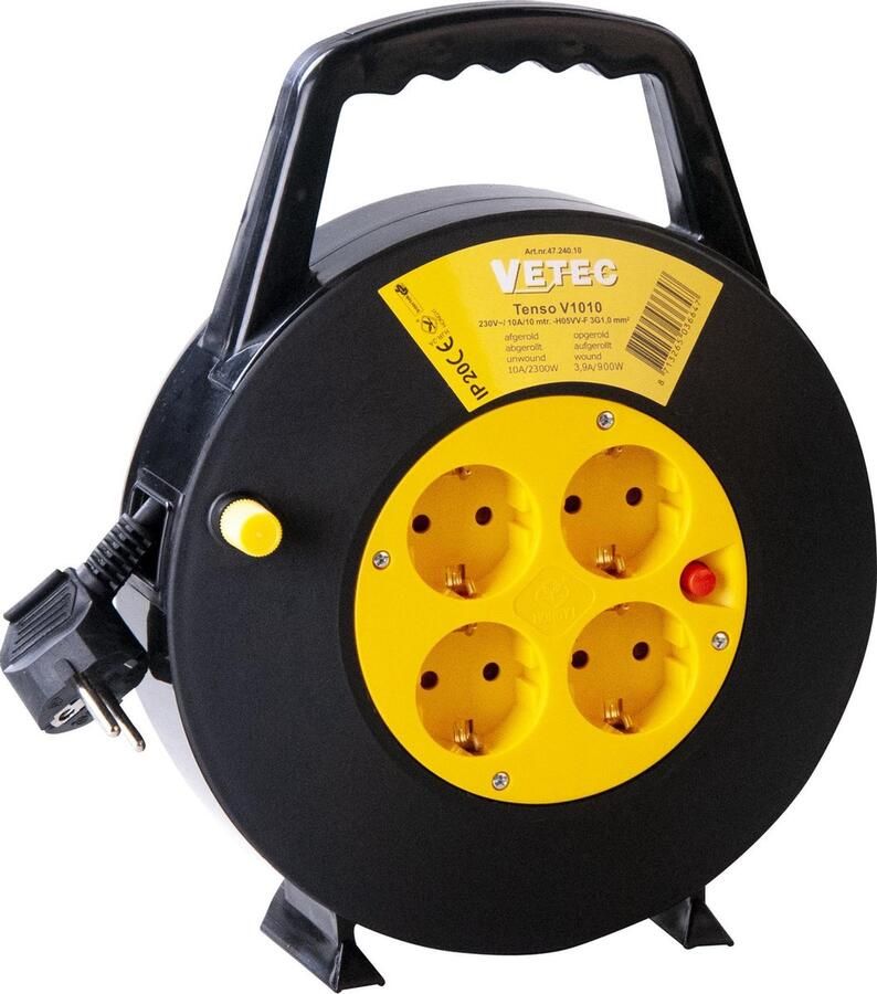 VETEC kabelhaspel kabelbox verlengsnoer geaard 10 meter