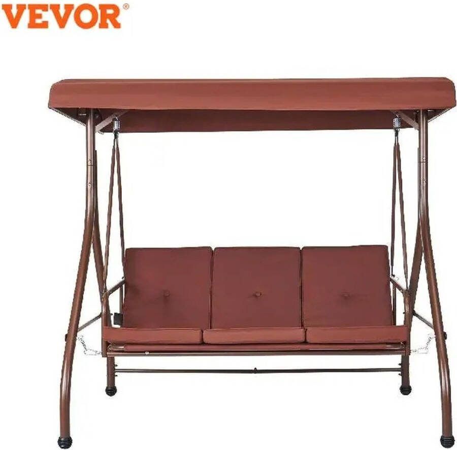 Vevor 3-zits Patio Schommelbank Swing Bed Zitbank Loungebank Buitenmeubel Schommelbank Afneembaar Kussen