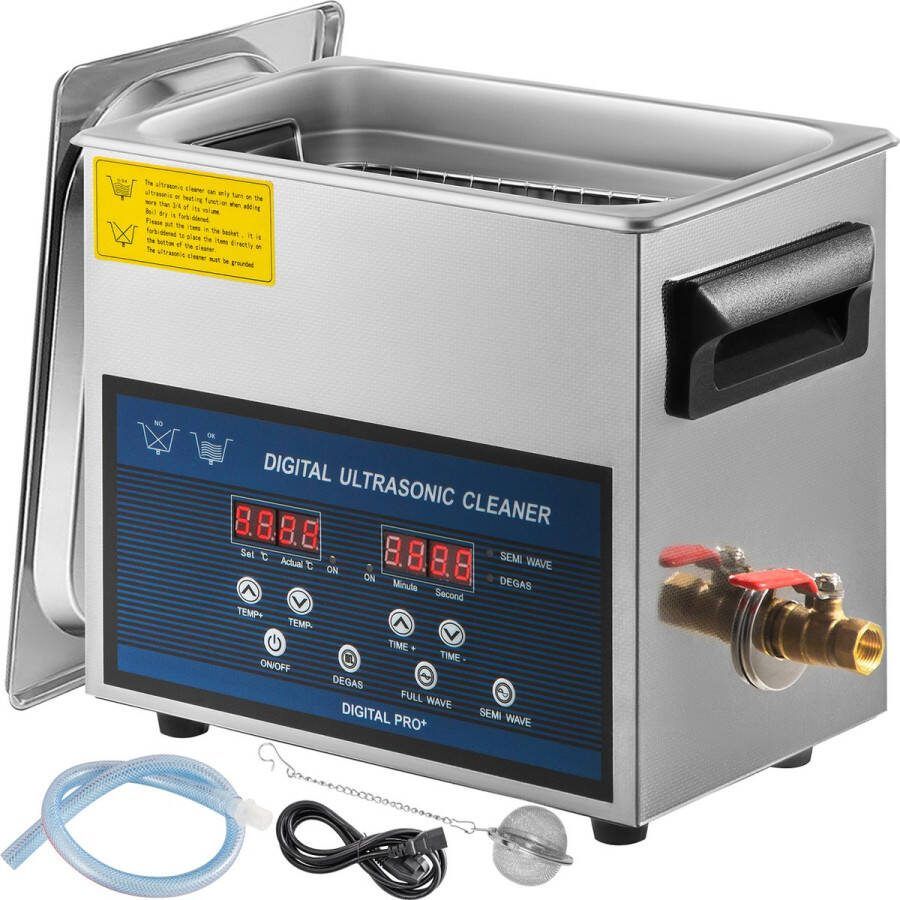 Vevor 6L Ultrasoon Reiniger Dual Frequentie met Verwarming voor Onderdelen Sieraden Lenzenvloeistof Ring Brillen