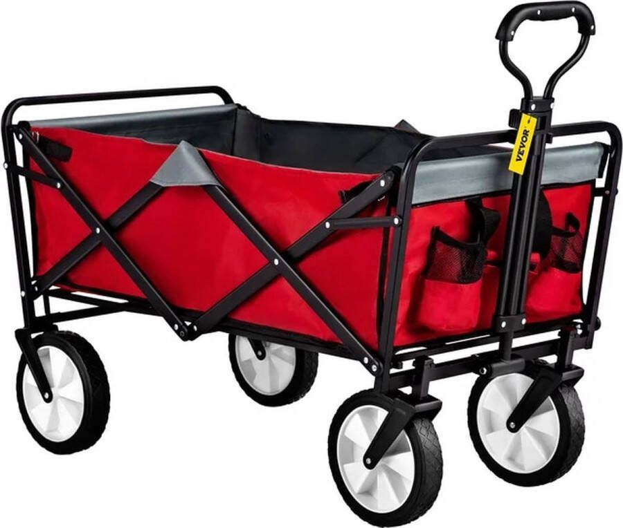 Vevor Bolderkar Opvouwbaar Compact Hobby Boodschappen -Anti lek Duwstang Outdoor Rood 92x53x77