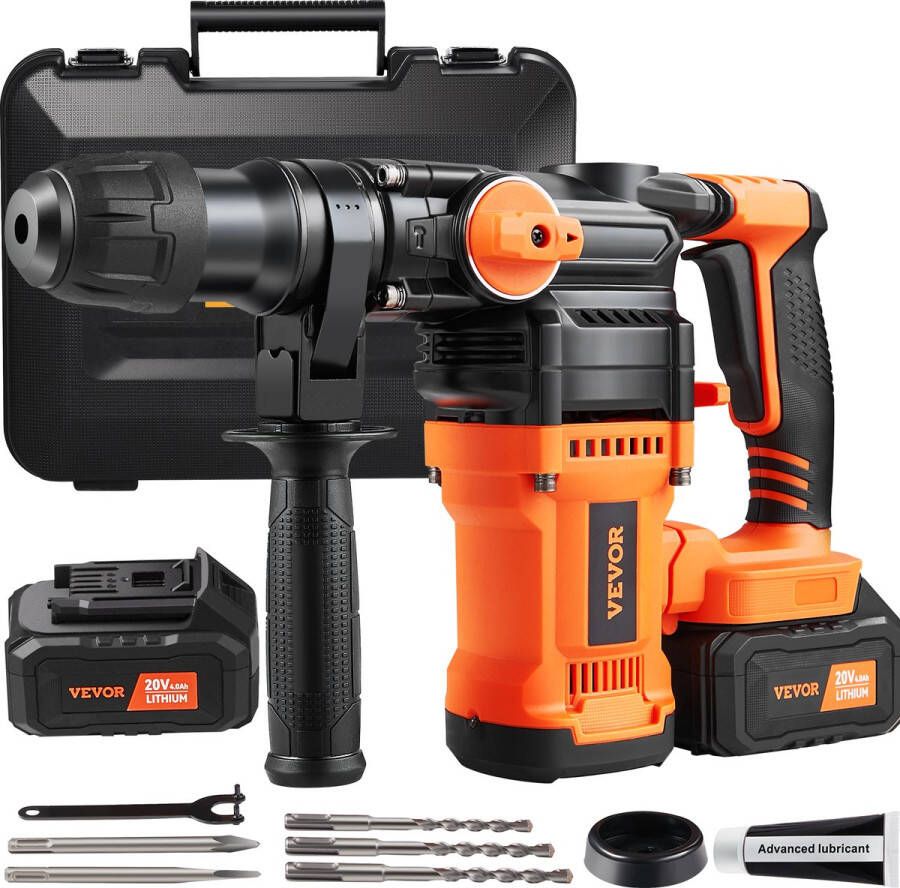 Vevor Boorhamer Boor Betonboor Met Koffer Met Accessoires 2x Accu 20V 26mm SDS Plus