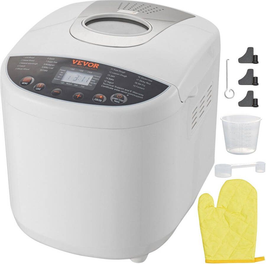 Vevor Broodbakmachine 650 Watt Capaciteit 500 700 900 Gram 19 Bak Functies Met Kijkvenster 36 x 29 x 29 CM
