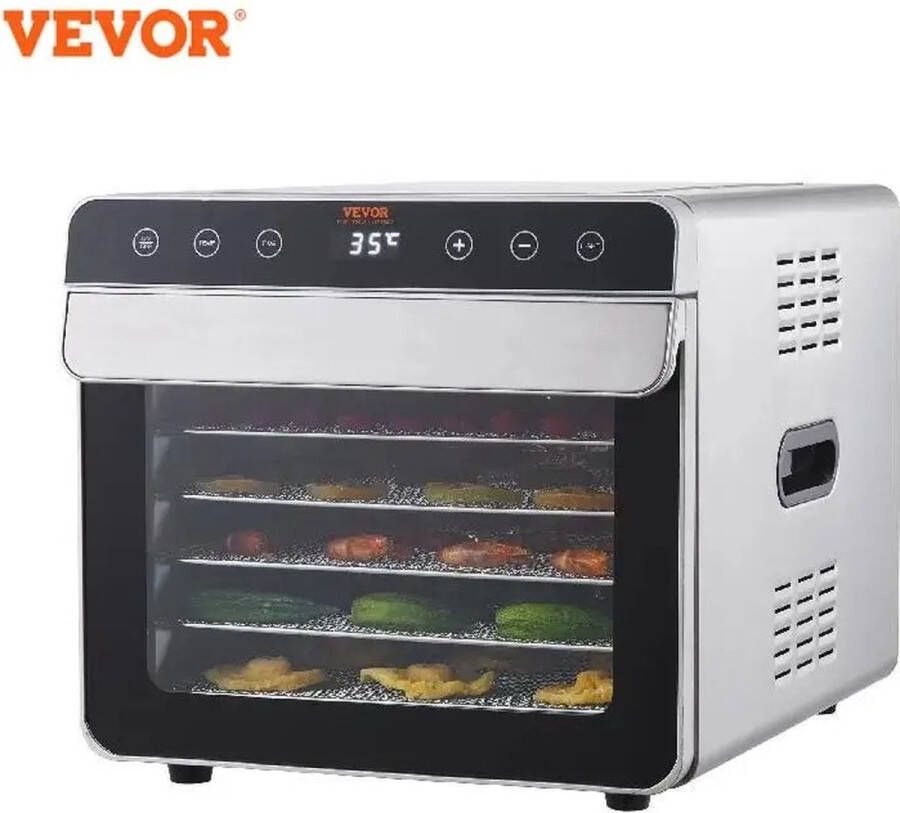 Vevor Comnox Voedseldroger – Droogoven RVS – Verstelbare Timer en Temperatuur– Led-bedieningspaneel – Dehydrator – 6 Laags