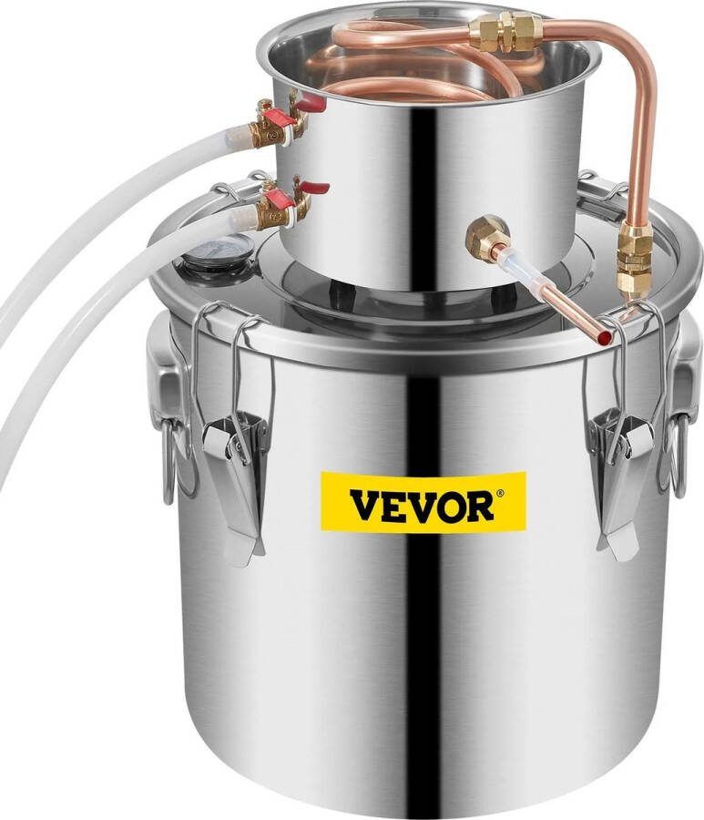 Vevor Destilleerapparaat Water Destilleerketel Distilleerketel voor Alcohol Destilleerapparaat Etherische Olie Maak zelf Bier Wijn of Sterke Drank Grijs 30Liter