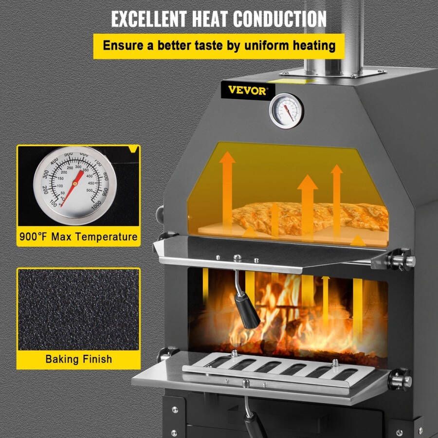 Vevor Draagbare Pizza Oven Pizza Oven Met Wielen Roestvrijstaal 2 Lagen Camping Achtertuin
