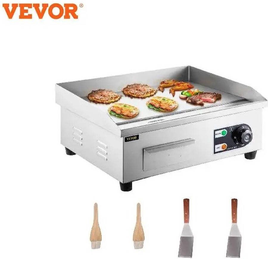 Vevor Elektrische Aanrecht Bakplaat Grill Apparaat 2500W Elektrische Grill van Roestvrij Staal Met Temperatuurregeling Geschikt Voor Gezinnen Of Restaurants