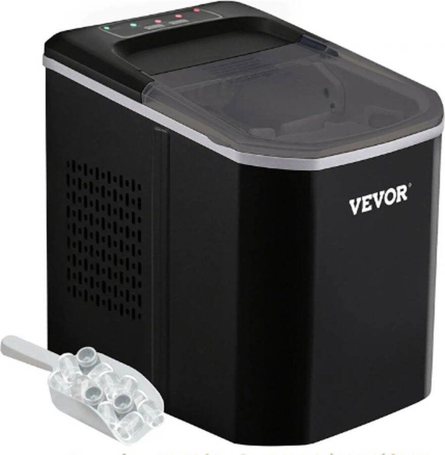 Vevor Elektrische ijsblokjesmaker Ijsblokjesmachine Draagbaar Roestvrije Staal Verschillende Grootte ijs 12 KG Zwart
