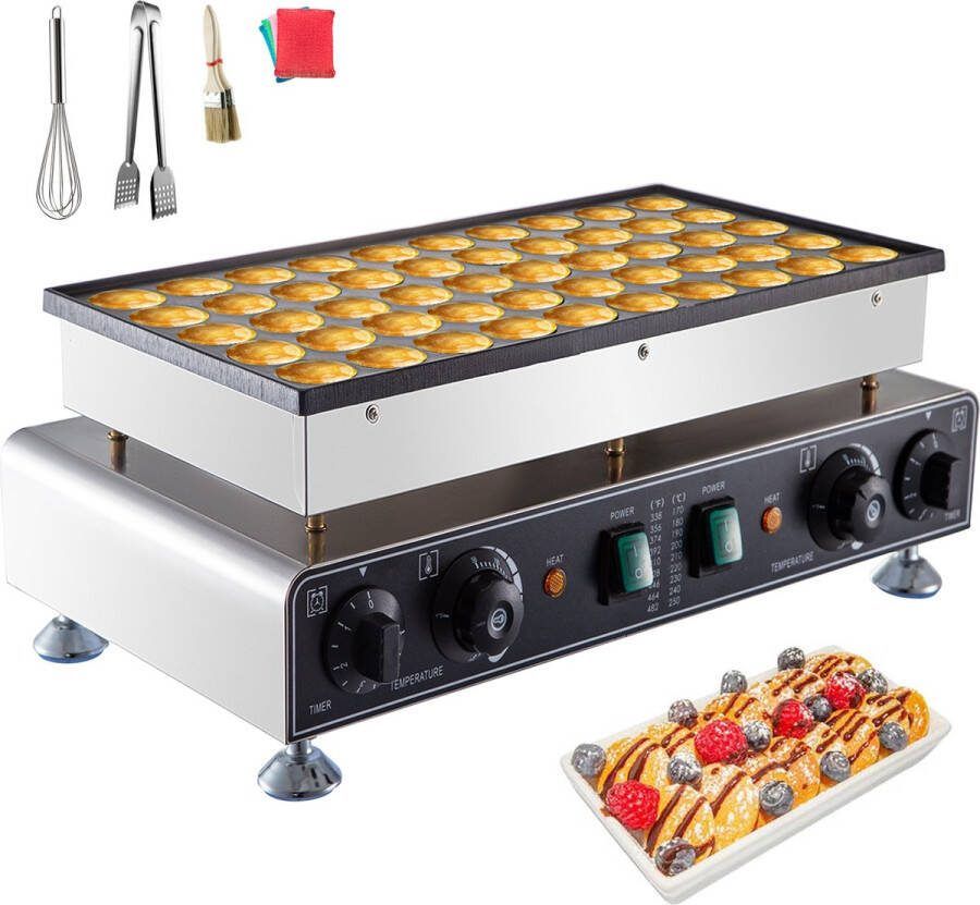 Vevor Elektrische Poffertjespan Poffertjesmaker Mini Pannenkoeken Poffertjesplaat 50 Stuks