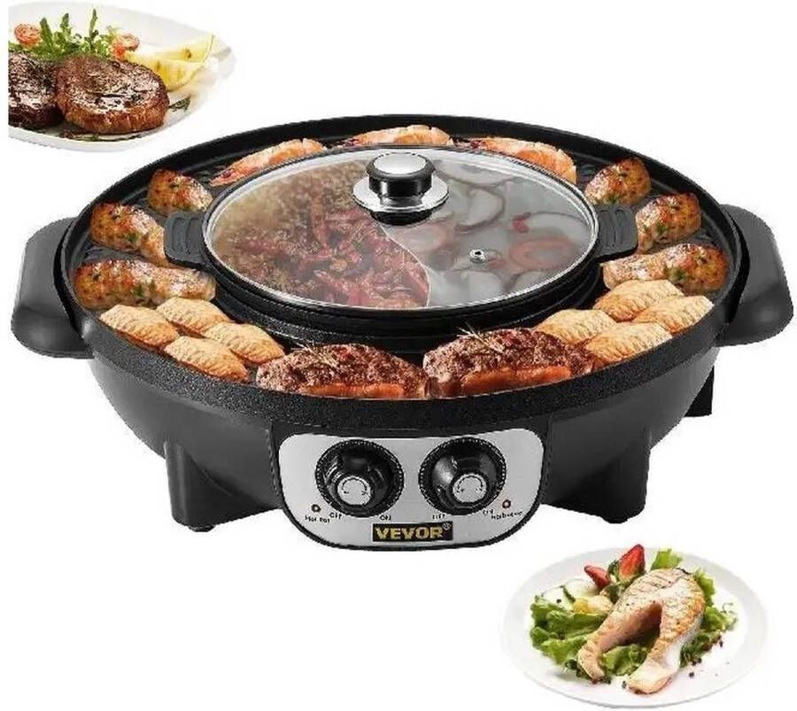 Vevor Empire's Elektrische Hotpot Hapjespan Elektrische Pan Elektrische Multipan BBQ Partypan Elektrisch Zwart