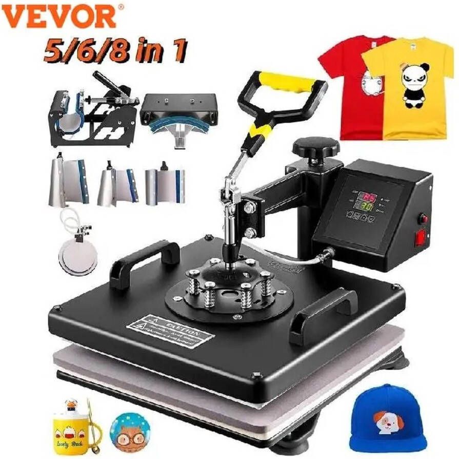 Vevor FireBay Transferpers Hittepers Heat press machine 5 in 1 Professionele Heat Press Snijplotter Digitaal LCD Display