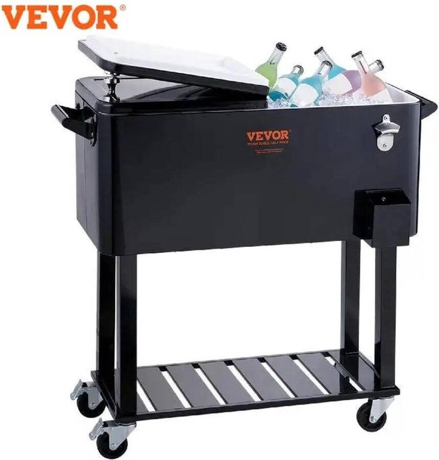Vevor Flessenkoelkast Drankenkoelkast Coolbar Drankemmer Drankenkoeler Koeltafel Koelemmer IJsemmer Verrijdbaar Bierkoeler 100+ flesjes 48u koeling 80 liter