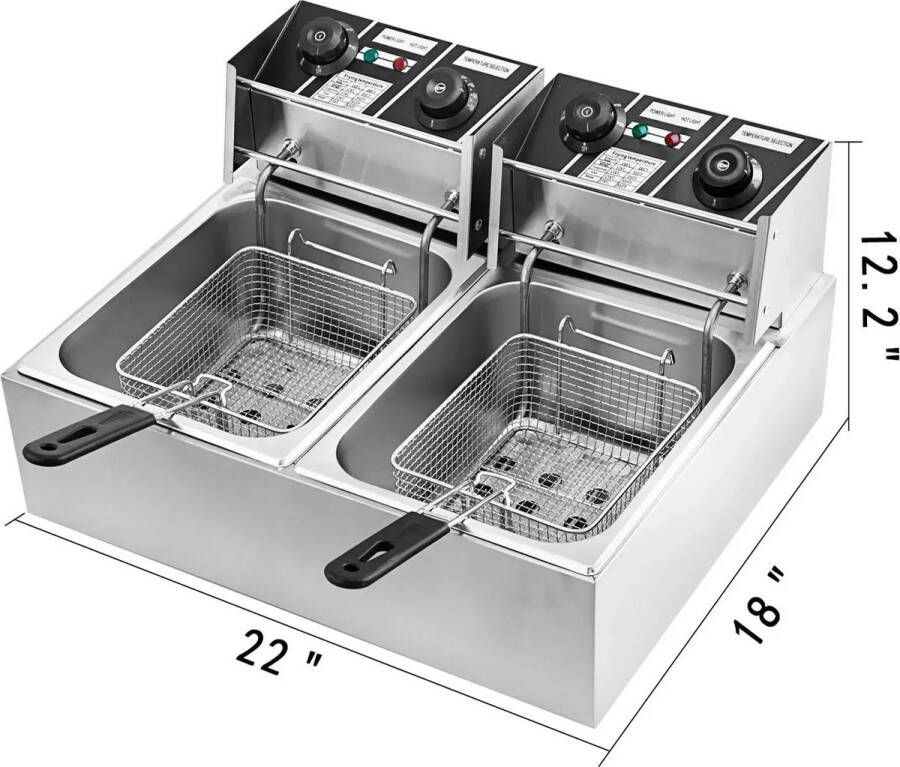 Vevor Fs2 Frituurpan Friteuse Dubbele Frituur Pan 2x6 Liter