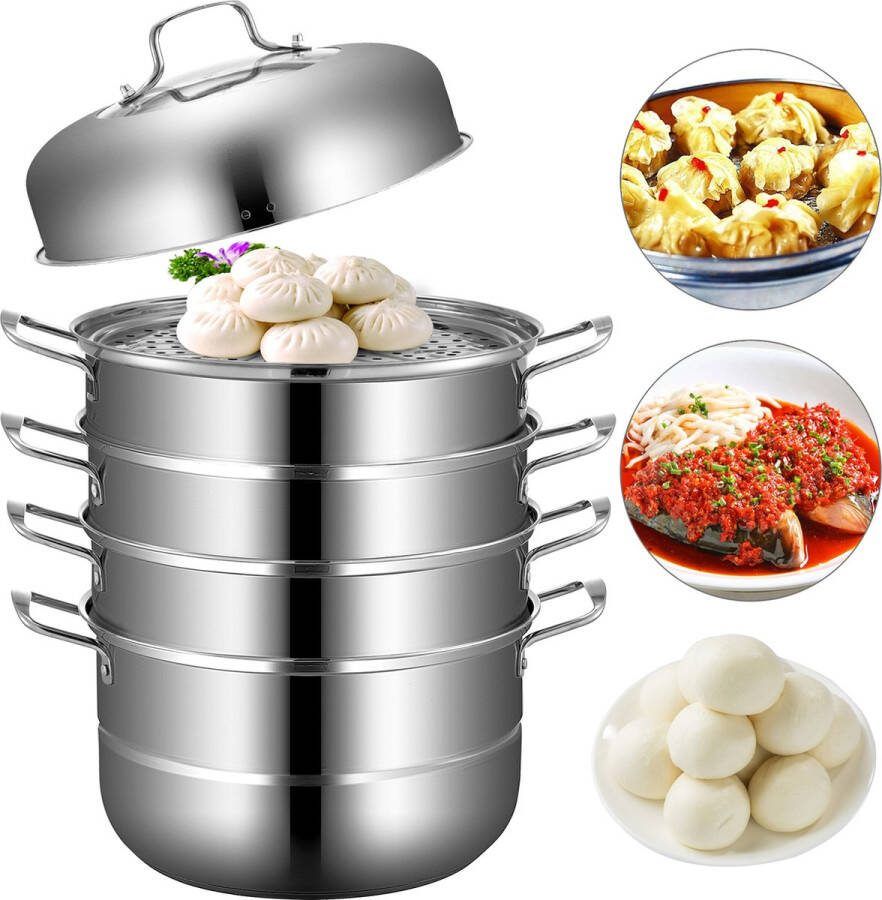Vevor Go-shipping VEVOR Stoompannen Voorraad pot Multifunctioneel Koken Gestoomde gerechten Steamer 5 lagen 28 cm
