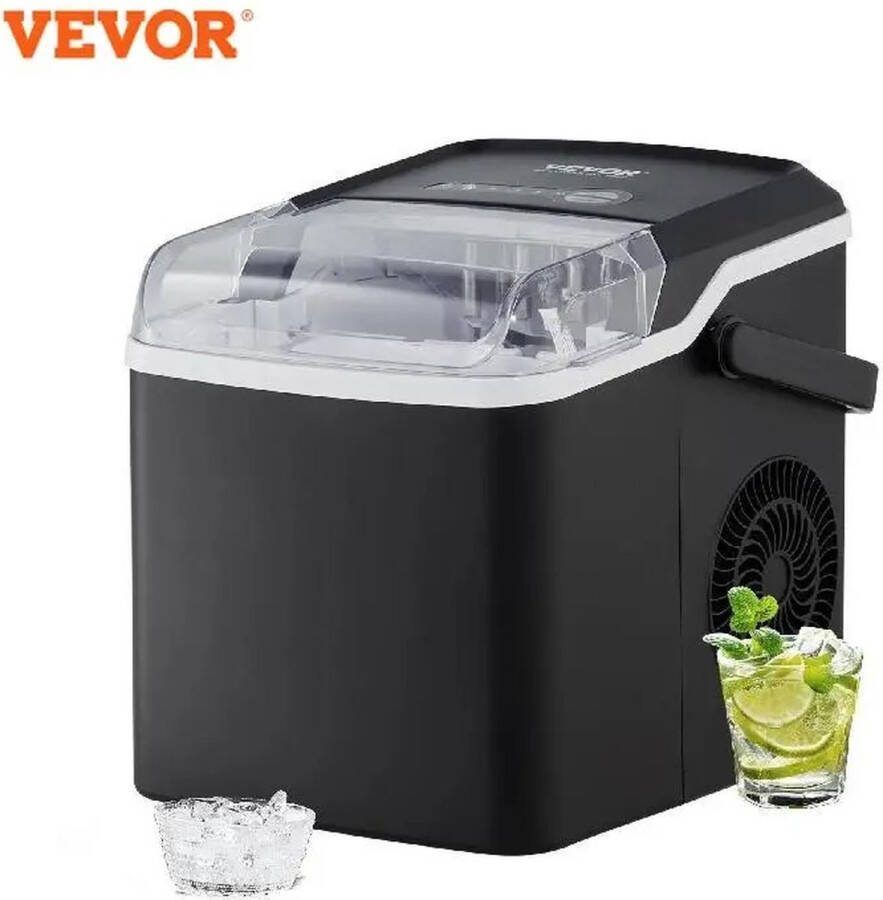 Vevor IJsblokjesmachine IJsmachines IJsblokjesmakers IJmaschine Zelfvriezend Automatische Reiniging 13KG Per 24H Bulled Ice Draagbaar