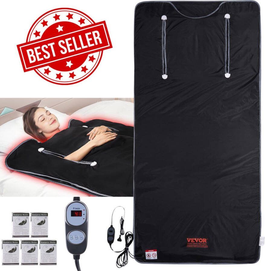 Vevor Infrarood Saunadeken – 190x90 cm 520W Warmtedeken – Elektrische Deken voor Reuma Vetverbranding en Lichaamsafslanking Red Light Therapy en Fibromyalgie 6 Standen (35°C-85°C)