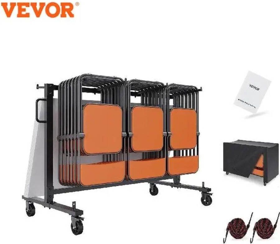Vevor Klapstoelkar Opbergkar Vergadering 36 Klapstoelen Klapstoel-opslag Verrijdbaar Transportwagen
