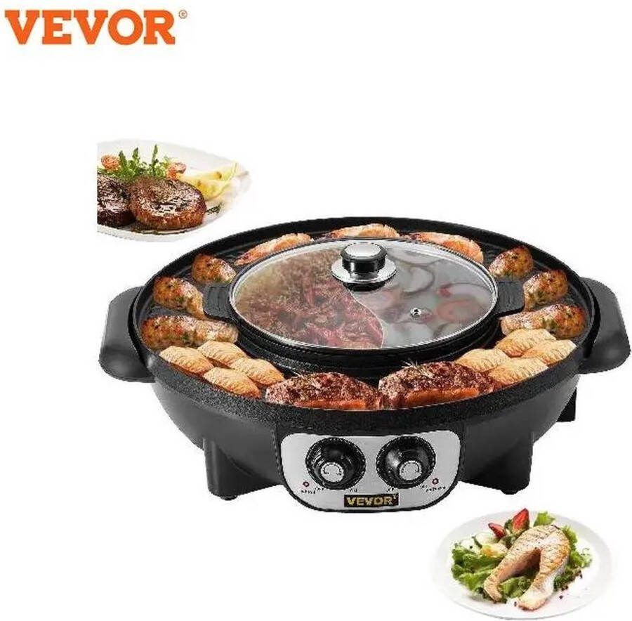 Vevor Koreaanse BBQ Hotpot Elektrisch Korean BBQ Koreaanse Grill Koreaanse Grill en Hotpot Set Korean BBQ Grill Gourmetstel Steengrill