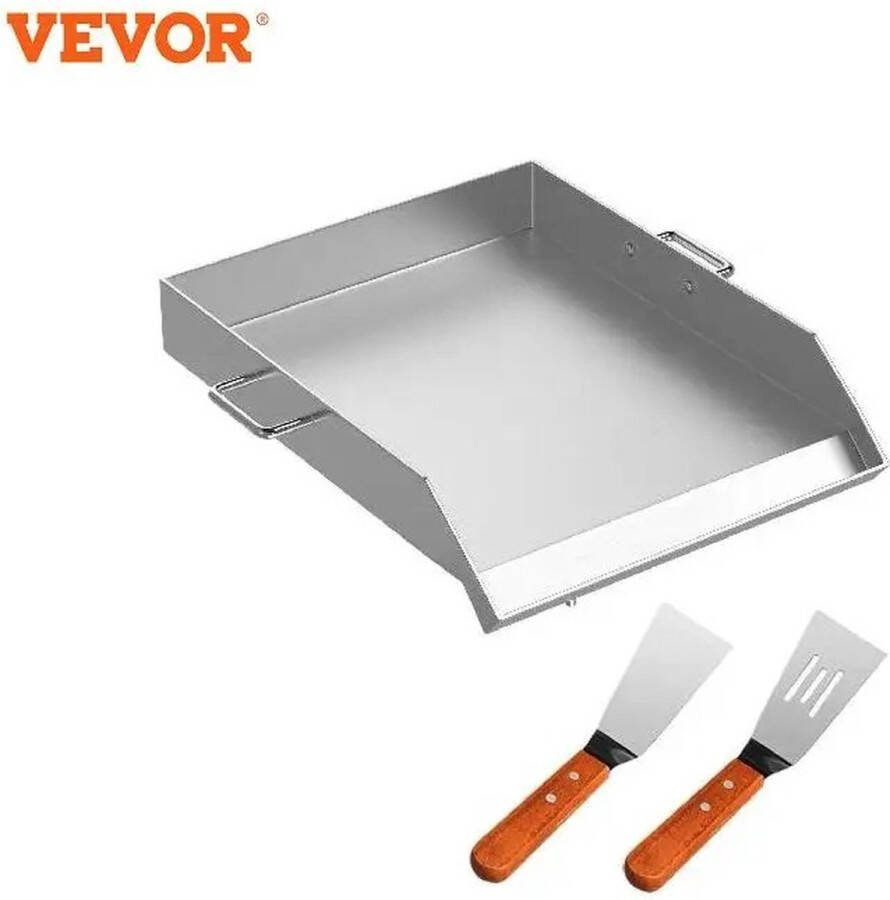 Vevor KOSMOS Bakplaat Grillplaat Voor BBQ & Koken Platte Top Met Handvaten Geschikt Voor Outdoor 40 6 x 45 7cm Roestvrij Staal incl. Spatels