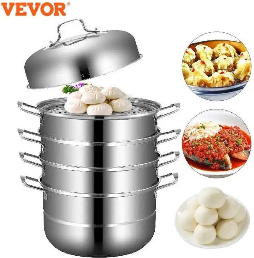 Vevor KOSMOS Stoompannen RVS Multifunctioneel Koken Stoomboot Gestoomde gerechten Steamer 5 lagen 30 cm